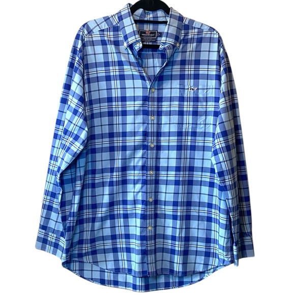 Vineyard Vines Other - Vineyard Vines Performance Tucker Shirt Large Blue Nylon Classic Fit Button Down